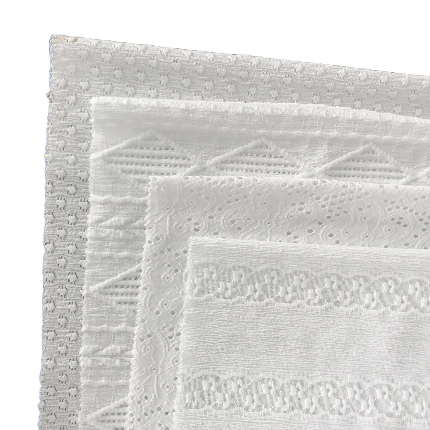 Lightweight White Embroidered Floral 95% Recycled Polyester Jacquard Stretch Mesh Knit Lace Fabric For Women