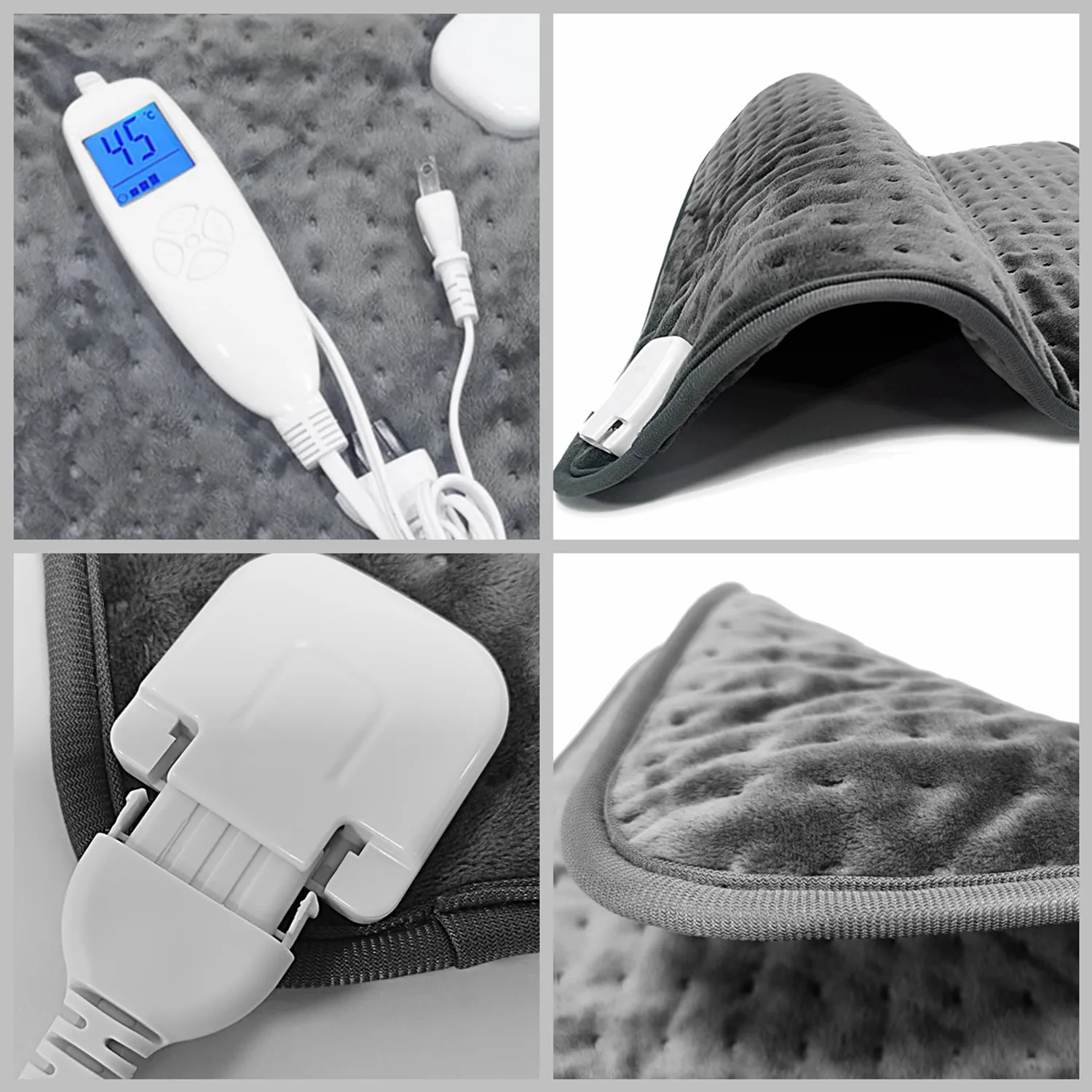23.5x15.7 inches Super Soft Flannel Massage Heating Wrap Vibration for Stress and Back Pain