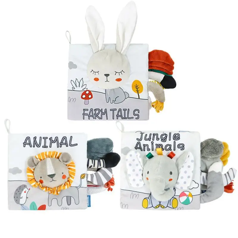 Visual gray tail cloth book for infants can be chewed three-dimensional book early education cloth book for sale
