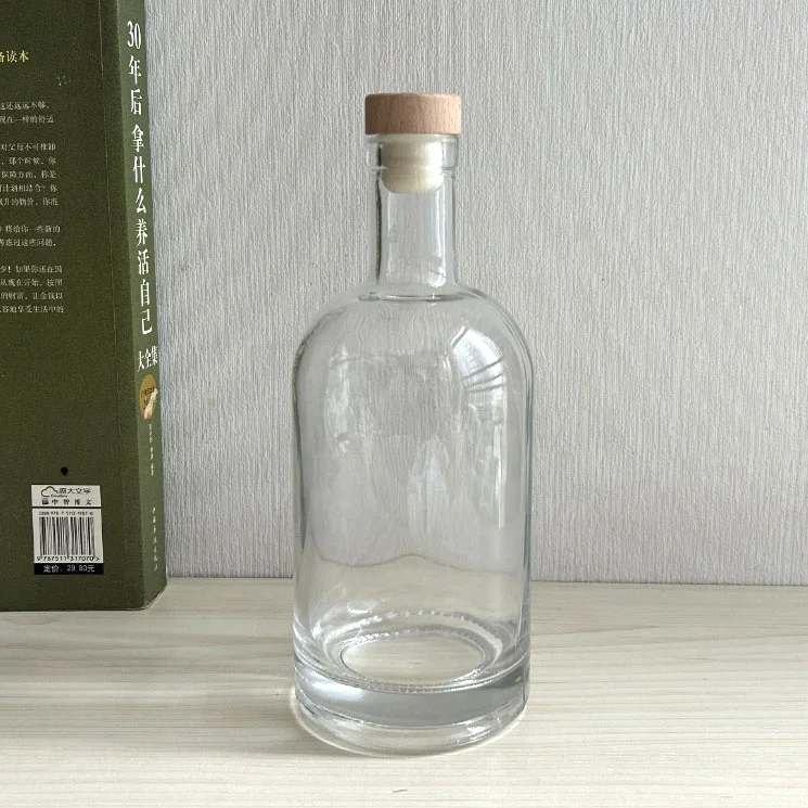 Деревянная барная крышка винная форма Джин-ром водка спирт стеклянная бутылка для ликера 750 мл с Пробковой Крышкой