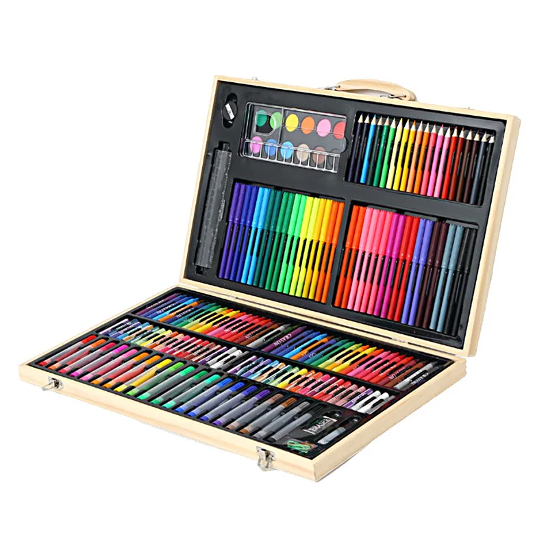 Wholesale School Stationery 180 PCS Watercolor Art Pencil Painting Wooden Box Set Kids Gift Students Drawing