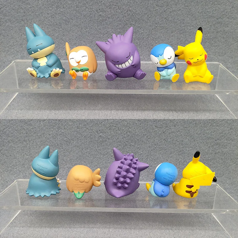Pokemones Shoulder Figures Meowth Kata Zun Fig Sleeping Munchlax PVC Toys Rowlet Gengar Surprise Blind Box for Capsule Toys
