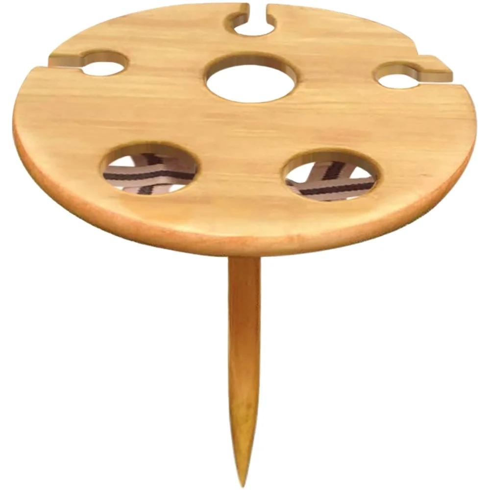 Outdoor Wine Holder Bamboo Table, Collapsible, Portable Holds 2 Glasses