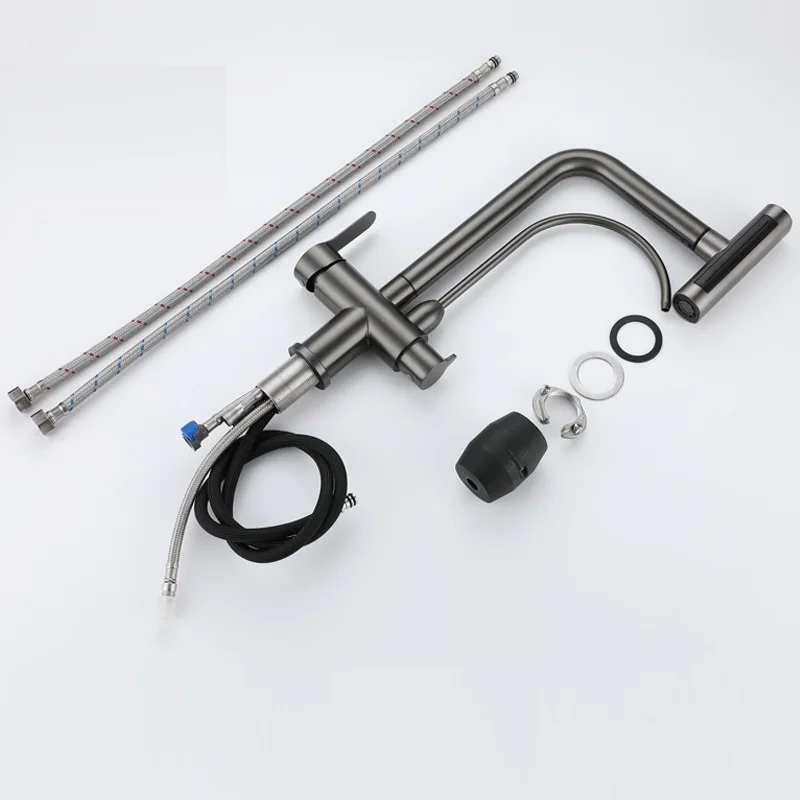 2024 New designed 4 function pull out waterfall faucet with purifier water ss304 material  kitchen faucet