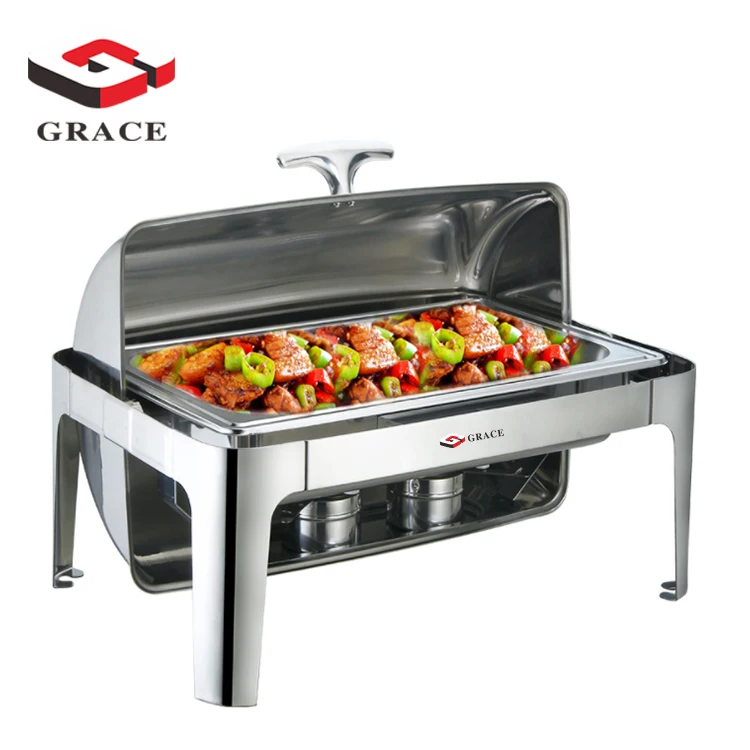 Commercial 11L Round Chafing Dish Round S/S CHAFING Dish W/ Glass Lid and Lid HOLDER. Stainless Steel Carton Case CN;GUA Silver