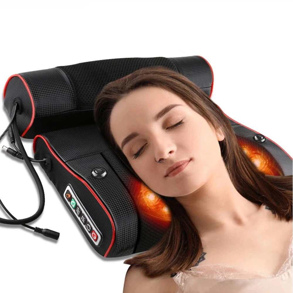 Electric neck relaxation head massage pillow back heating kneading infrared therapy acupressure AB pillow massager