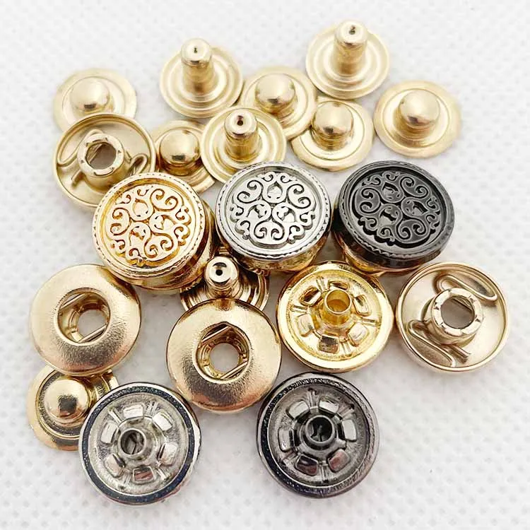 Fashion design engraved Custom Metal logo Snap Buttons For bags
