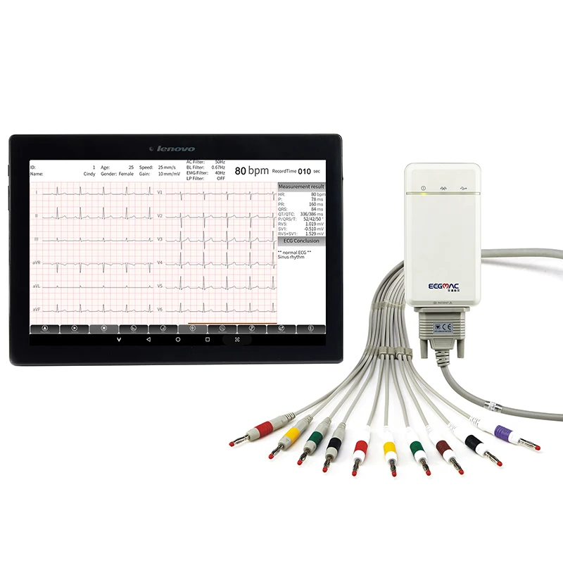 Portable mini bluetooth 12 channel ecg ekg machine device