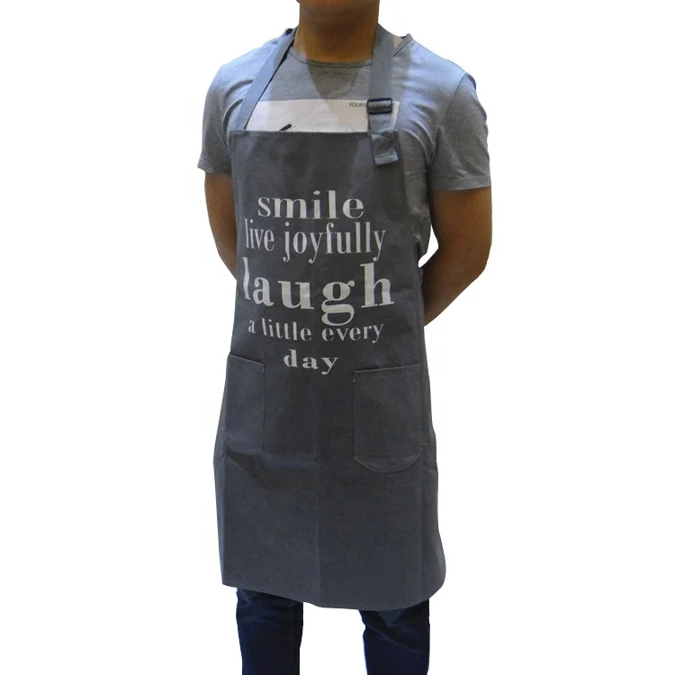 North Europe custom plain color alphabet printing thick cotton apron in stock