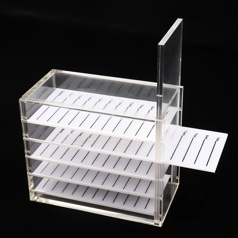HERSQUEEN top clear lash storage box compartment drawer durable acrylic container for eyelash extensions pallets in 5 layers oem