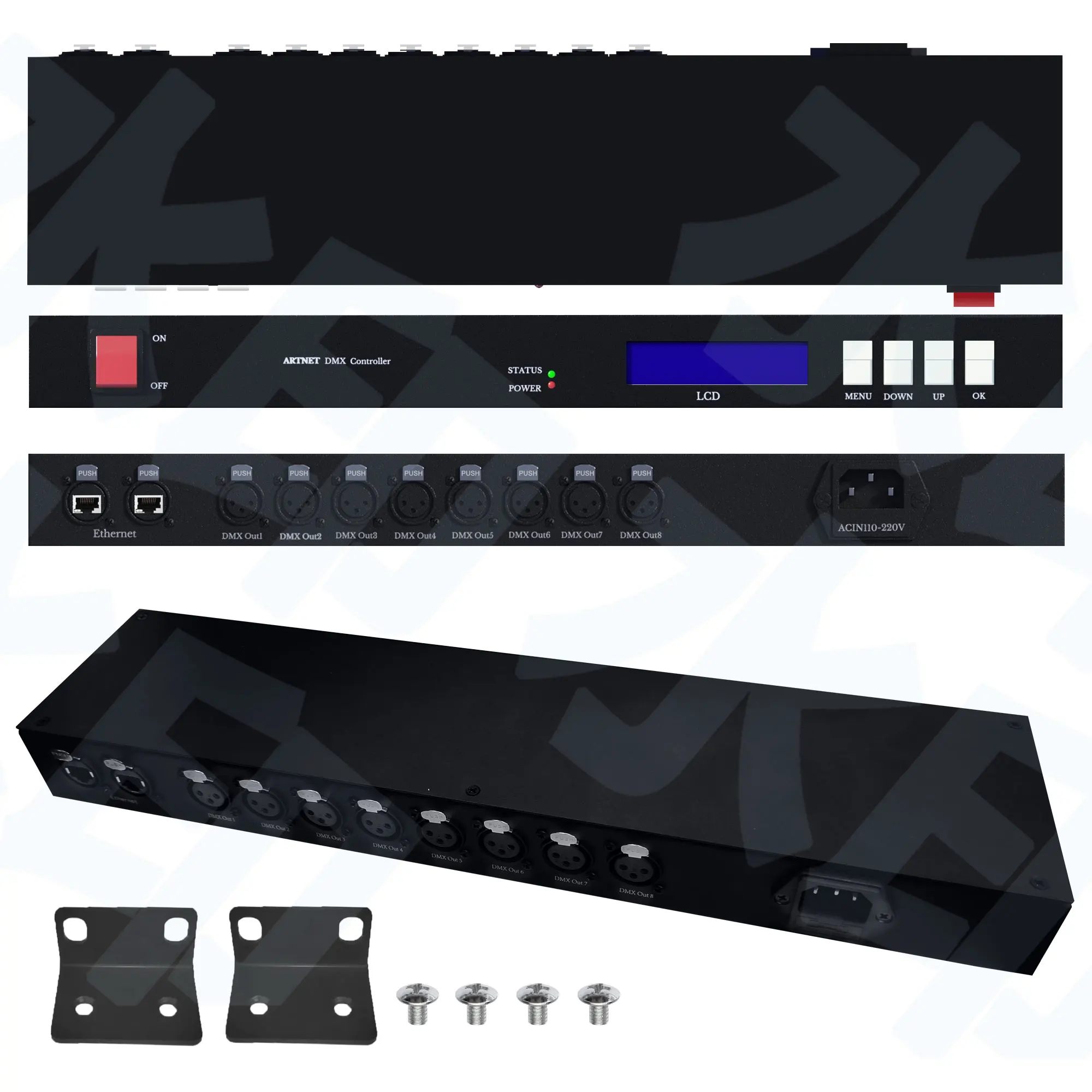 Artnet DMX512 Контроллер 8-портовая сценическая Машина DMX контроллер для свадьбы/DJ/Вечеринки/диско
