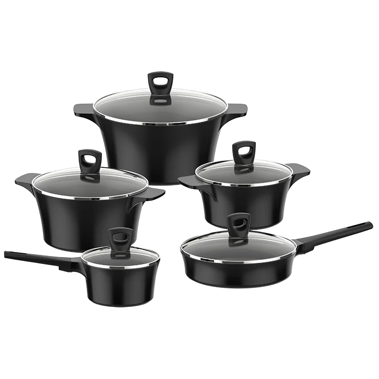 Non Stick Cookware Customized Kitchen Aluminum Pot Die Casting Wok Medical stone Gift Set 8 Pieces Cookware Pans And Pots Set