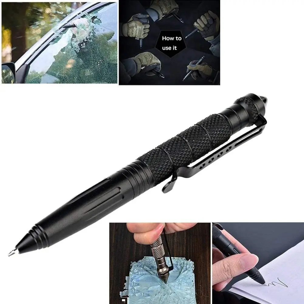 
Military Tactical Pen, Professional Self Defense Pen, Emergency Glass Breaker Pen - Tungsten Steel, Writing Tool with 6 Refill 