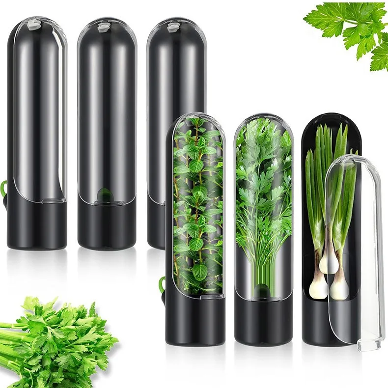 Herb Saver for Refrigerator Fresh Herb Keeper Herb Saver Pod Containers for Storaging Cilantro Parsley Asparagus