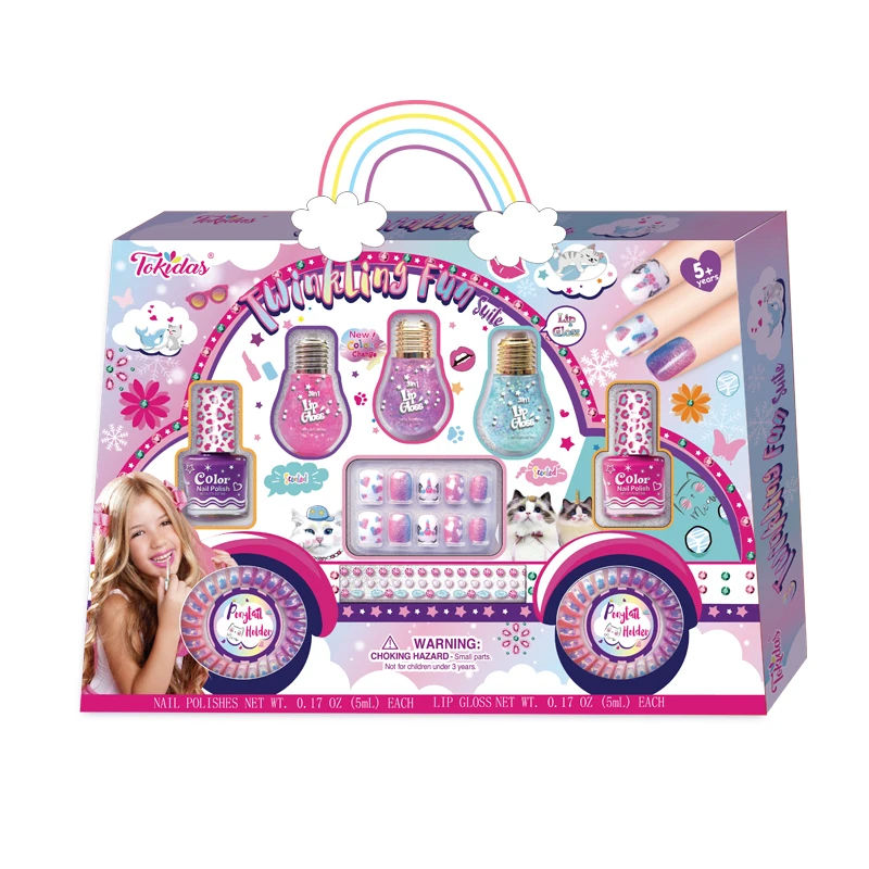 2023  Children make up children cosmetics toys Fashion nail art nail polish lip gloss new Toys kids   Makeup