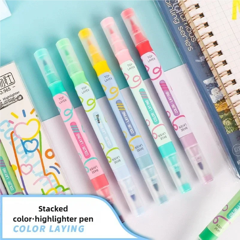 Popular DIY double head color highlighters student color markers large capacity high quality office stationery