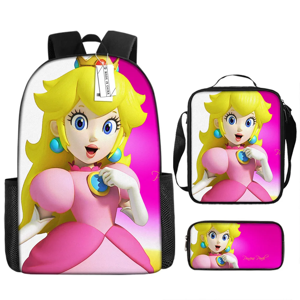 XRH Large School Bags Set Girls Children Backpack Kids Anime Peach Princess Printed Primary Mochila School Bagpack