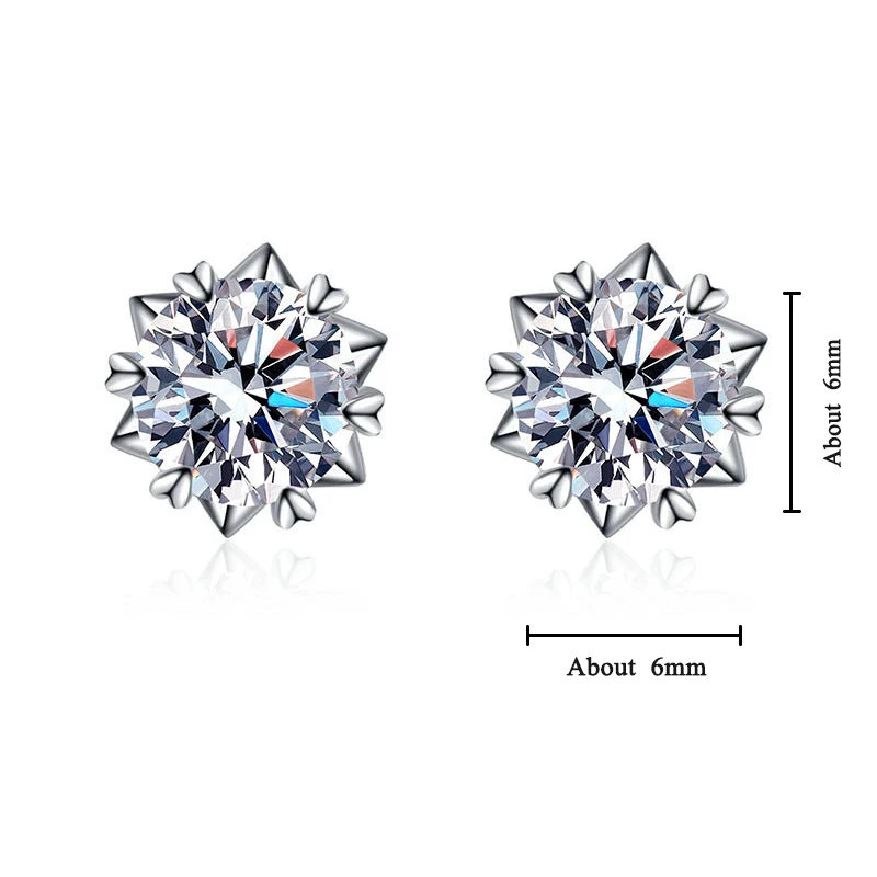 XIXI Wholesale 925 Sterling Silver Stud Earring Classic D Color Moissanite Zircon Fancy Earrings for Women