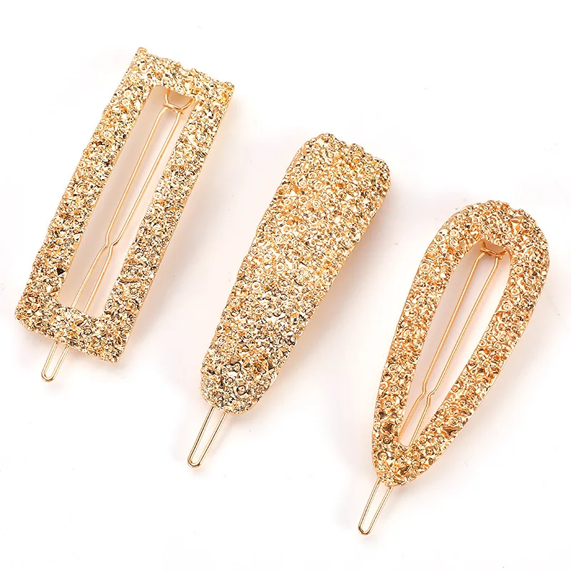 Fashionable temperament metal geometric water drop square hair clips frog hairpin women