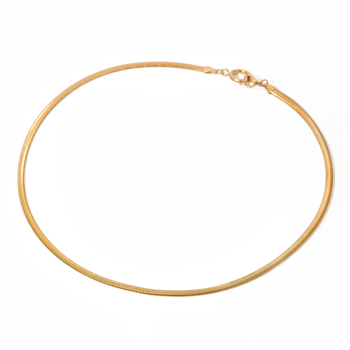 J&D Minimalist Stainless Steel Necklace Jewelry Gold Plated Flat Snake Multifunctional Necklace