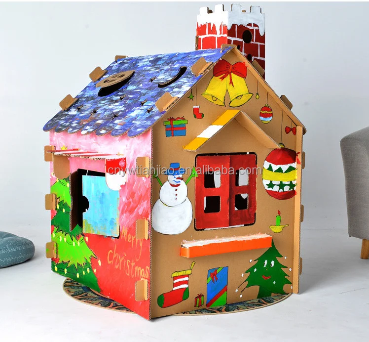 
Custom design corrugated paper board house play house for children 