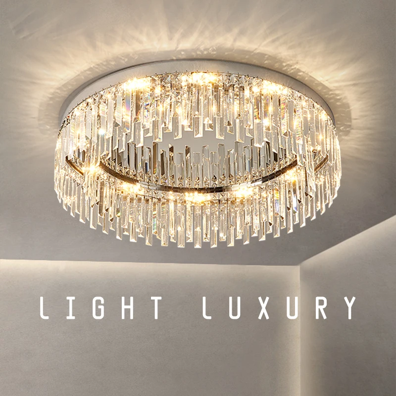 Modern Round Living Room Luxury Crystal Led Ceiling Light
