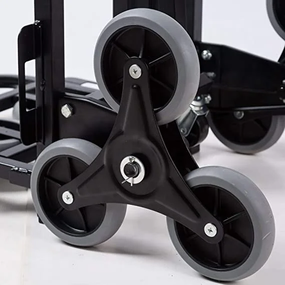 Stair Climber Hand Truck Heavy Duty Stair Climbing Folding Handcart 6 Wheels & 2 Backup Adjustable Handle Dolly Cart Trolley