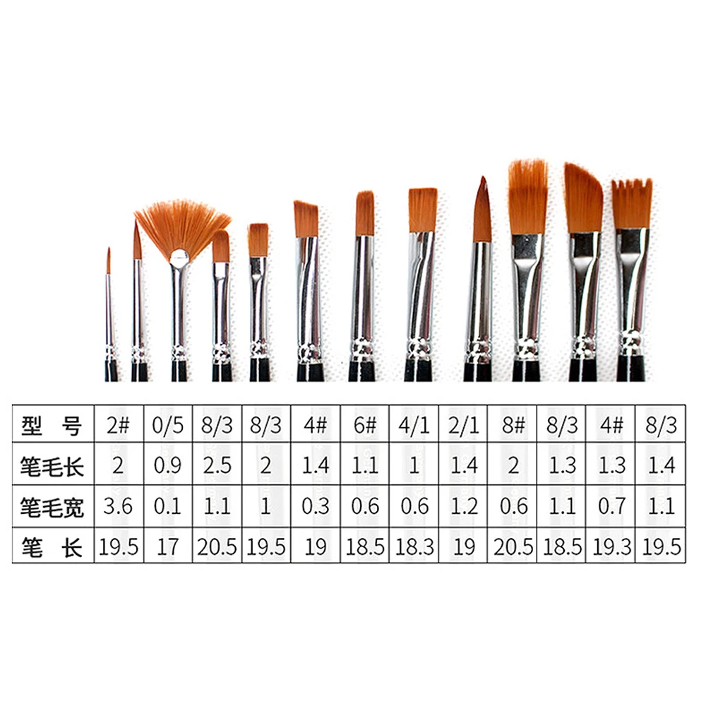 Painting Supplies Artist 16 Piece Paint Brush Set Art Painting Brushes With Nylon Hair For Acrylics And Oils
