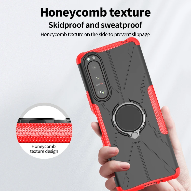 2021 new shockproof case kickstand TPU silicone armor mobile phone case for SONY xperia 5 III ring case