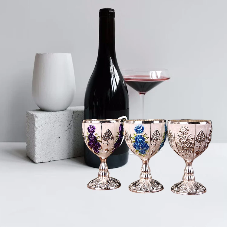 Stainless Steel Red Wine Goblets Metal  Wine Cocktail Cup Custom Party Cups