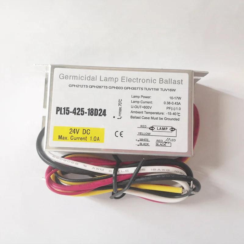 Small size UV lamp 4W 6W 8W 10W Ultraviolet light air purifier DC24V POWER SUPPLY lamp driver PH15-180-10D24 Electronic Ballast