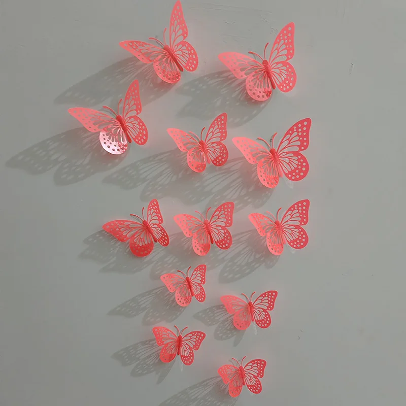 Ychon 3D Wall Decoration Glowing Butterfly Hollow Out Sticker Beautifying Decorations for Home Living room Supplies