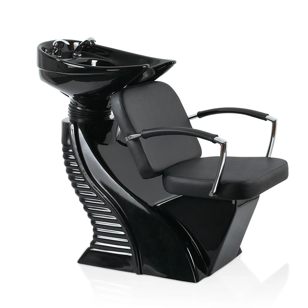 High quality black salon wash hair shampoo basin and chair