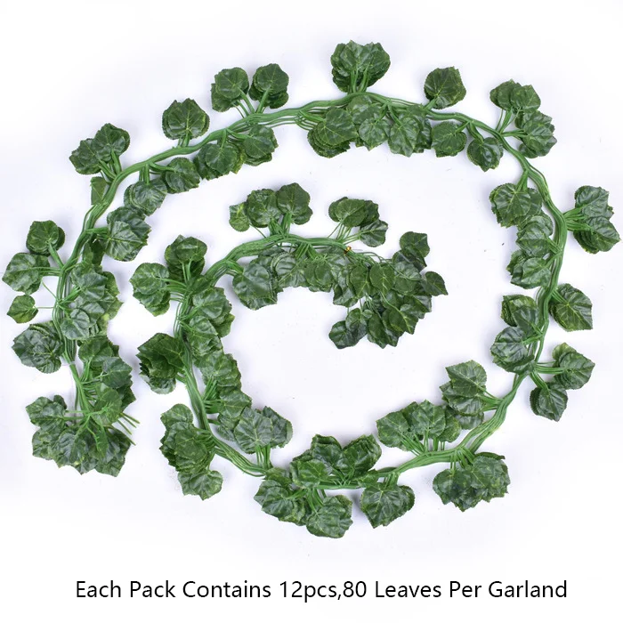 Sen Masine 80 Leaves/Pack Fake Hanging Green Vine Plants Artificial Plastic Ivy For Home Wedding Office Decoration