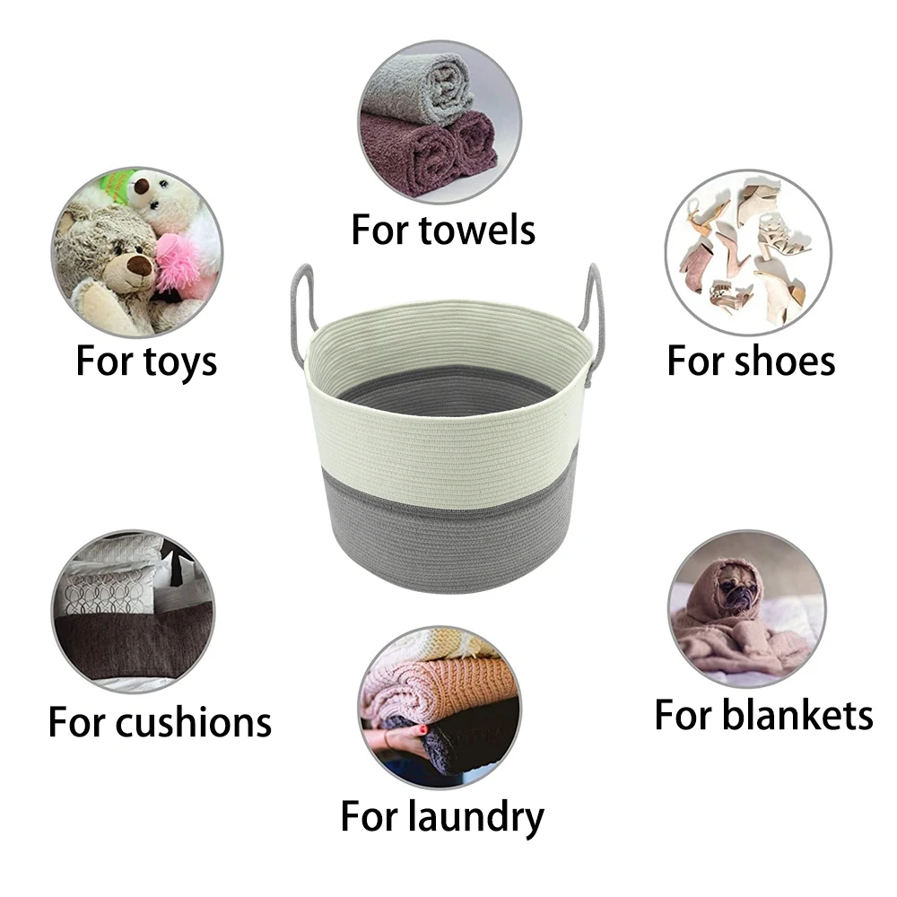 Новая современная плетеная хлопковая корзина премиум-класса с ручками, большая корзина для детской белья, полотенце, подгузников, хранения игрушек для детей