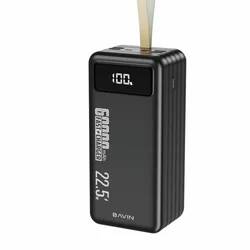 BAVIN PC053S New large capacity powerbank 50000 mah 60000mah LED light power banks PD 20w fast charge 60000mah power bank
