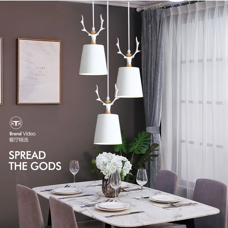 Modern LED Chandeliers Pendant Lights Iron Lampshade Nordic Home Kitchen Lighting Ceiling Pendant Light 3 Heads Hanging Lamp