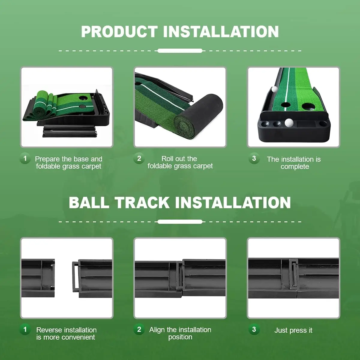 Indoor Golf Putting Green Mini Golf Training Aid, indoor mini golf game Putting Mat with 2 holes