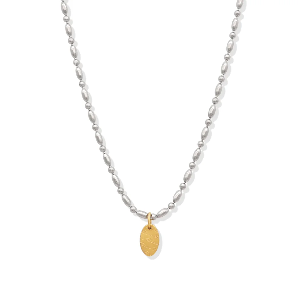 Chris April fashion 18k gold plated stainless steel  knot charm bar pendant necklace