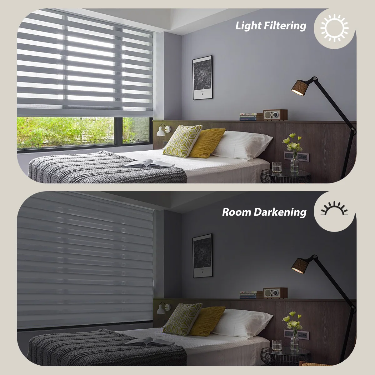 Automated Electric Window Zebra Blind Blackout Polyester Fiber Dual Day And Night Zebra Blind For Window