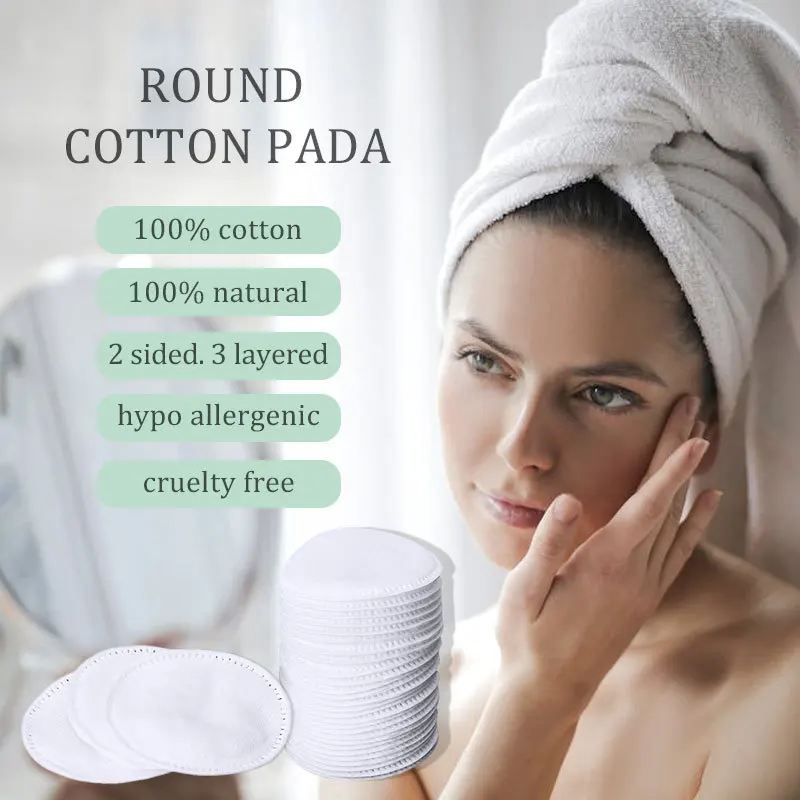 Disposable Premium Organic Cotton Rounds Waffle Textured 100% Natural Hypoallergenic Makeup Remover Cotton Pads for Face 120pcs