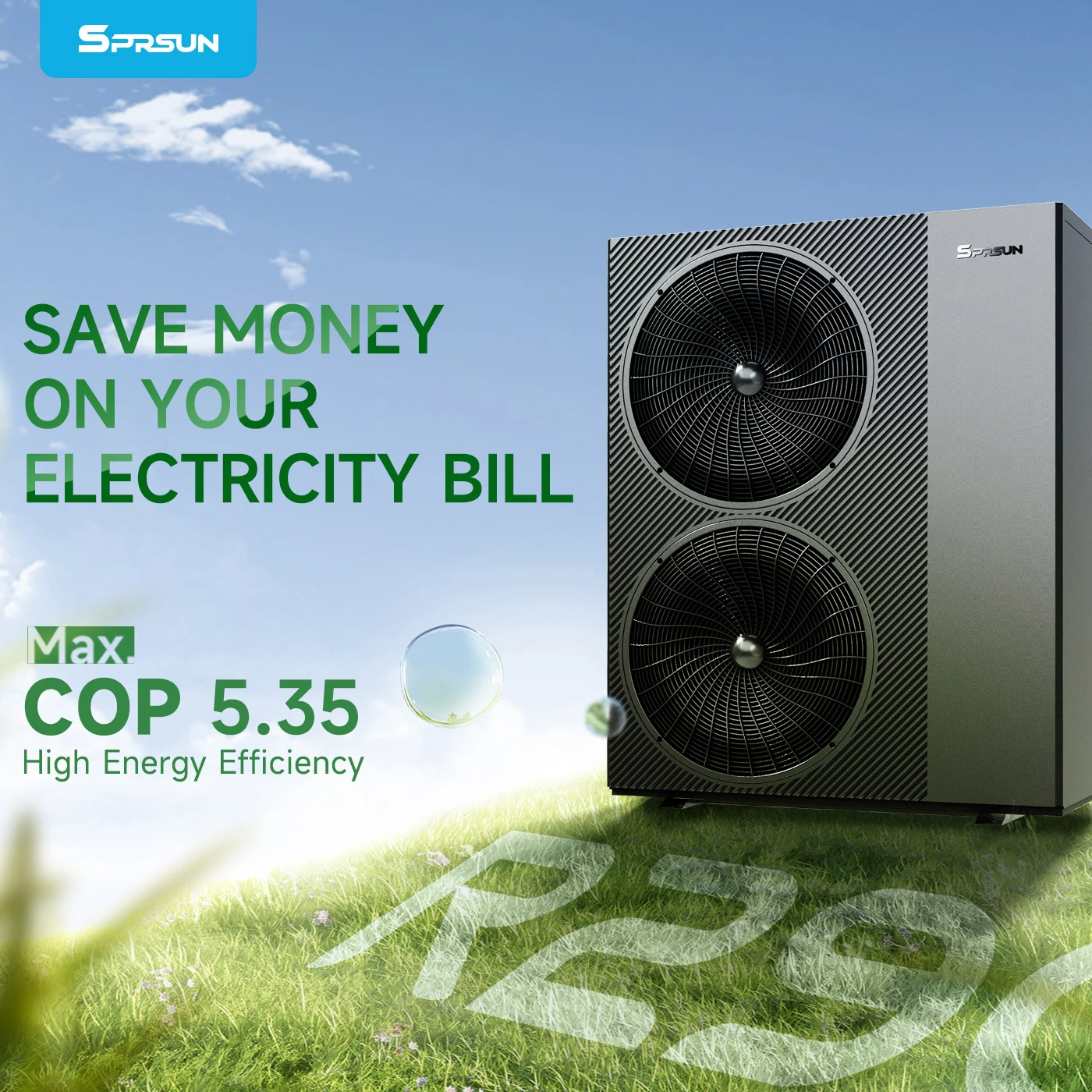 9 кВт 15 высокоэффективный преобразователь постоянного тока воздушный энергетический тепловой насос R290 Poland Германия воздух-вода моноблок