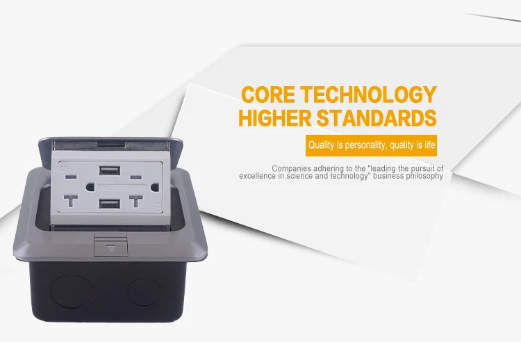 high quality  silver e--bay ama--zon  us floor receptacle with usb/waterproofpop up floor outlet  mounted socket box