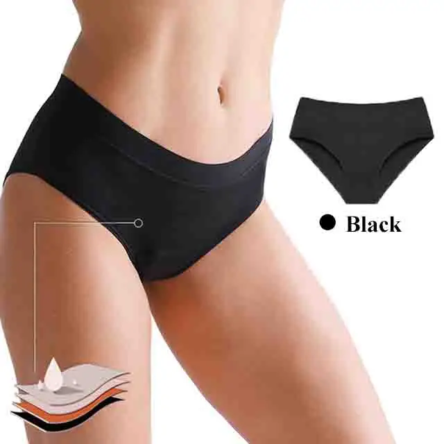 Plus Size Quick Dry Bamboo Fabric Four Layer Teenage Hygiene Period Panty For Women Menstrual Underwear