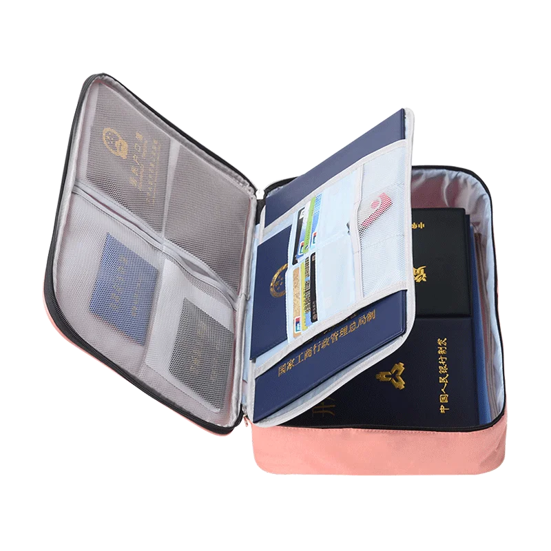 2 layers travel waterproof big capacity file passport bag documents case without lock