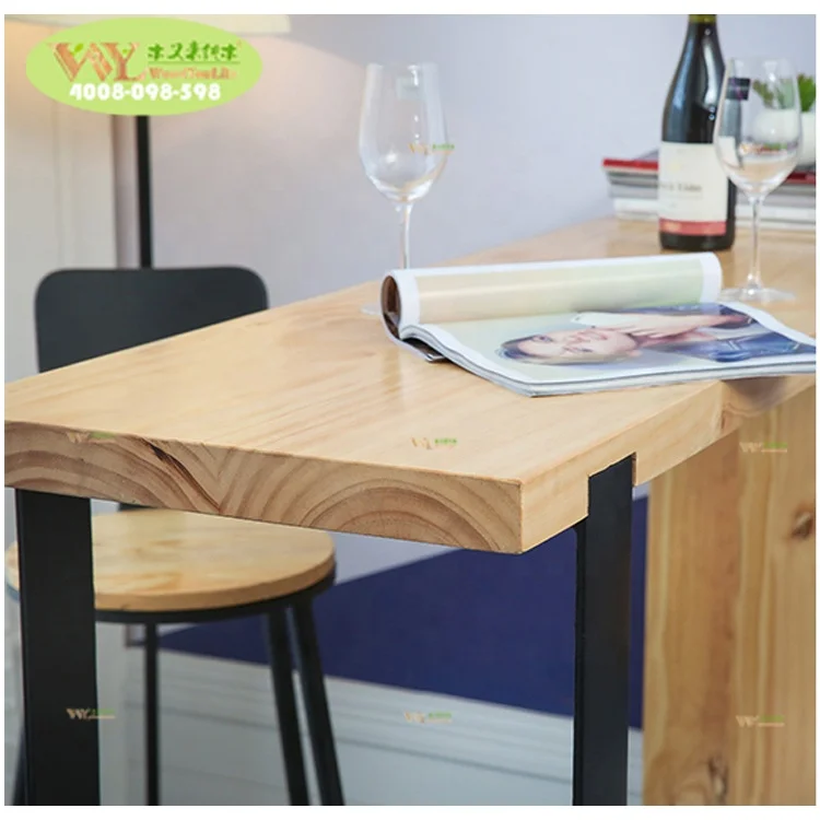 105 cm Height Custom Solid Wood Bar Table For Coffee Shop  / Solid Stave Oak Wood Coffee Bar Table