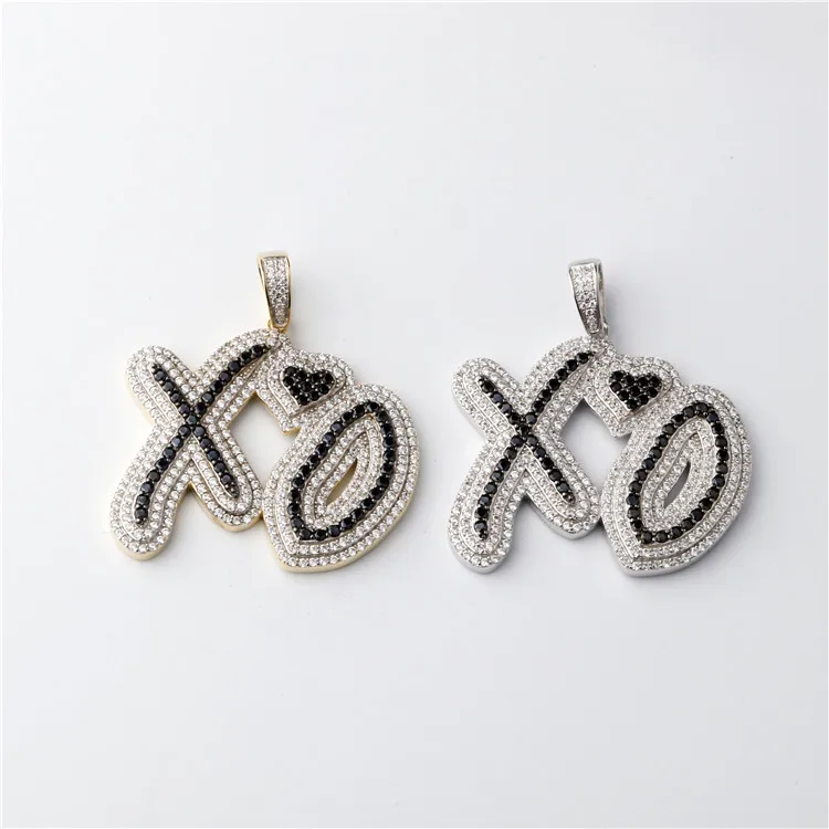 New arrive XO design micro pave cz pendant hip hop  gold jewelry for men 925 silver