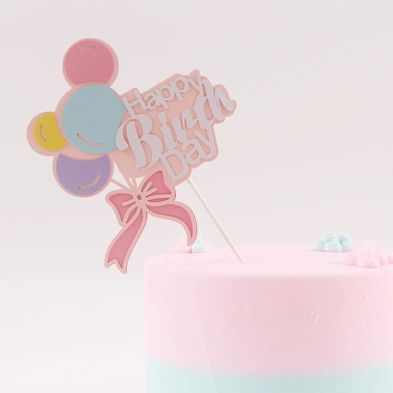 Hot selling baking supplies Cake Decorations blue yellow paper cute cartoon Cake Plugin Kids Birthday Cupcake