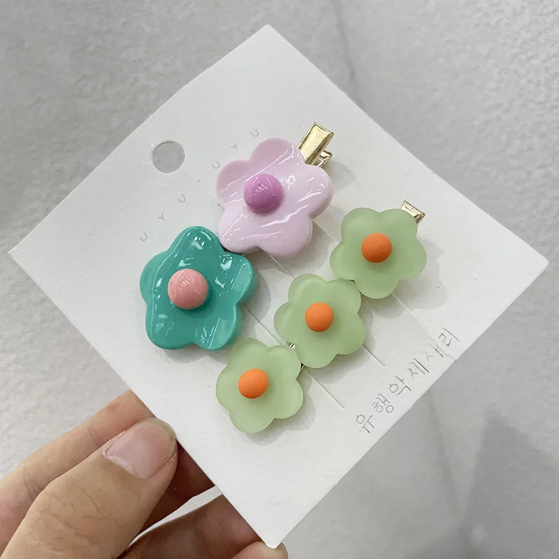 Новинка модная женская красочная акриловая заколка для волос милый цветок ювелирные изделия Золотой Матовый Цветок очаровательные заколки