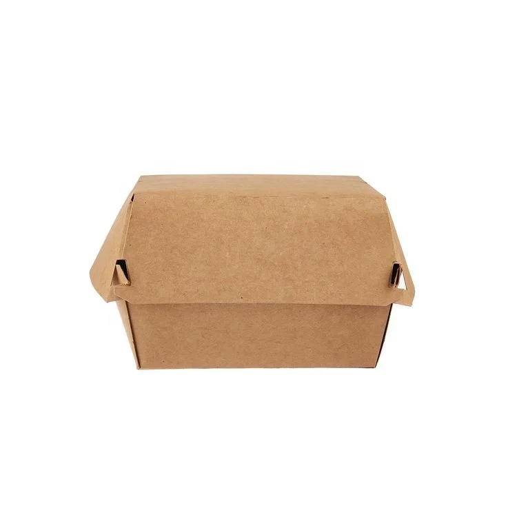 Wholesale Custom Kraft Paper Burger Box Hamburger Box Take Fast Food Out To Go Container